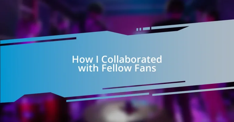 How I Collaborated with Fellow Fans