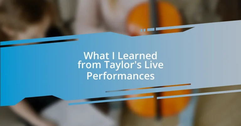 What I Learned from Taylor’s Live Performances